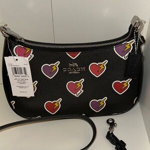 Coach Heart Print Terry shoulder bag!